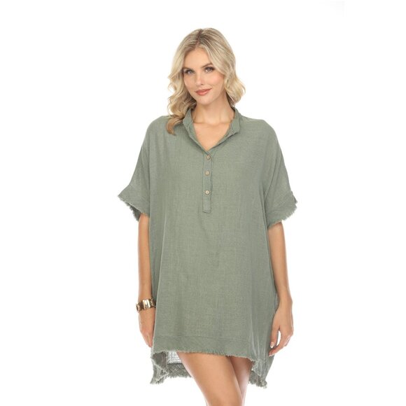Olive Fringe detailed tunic / dress - Picture 1 of 4